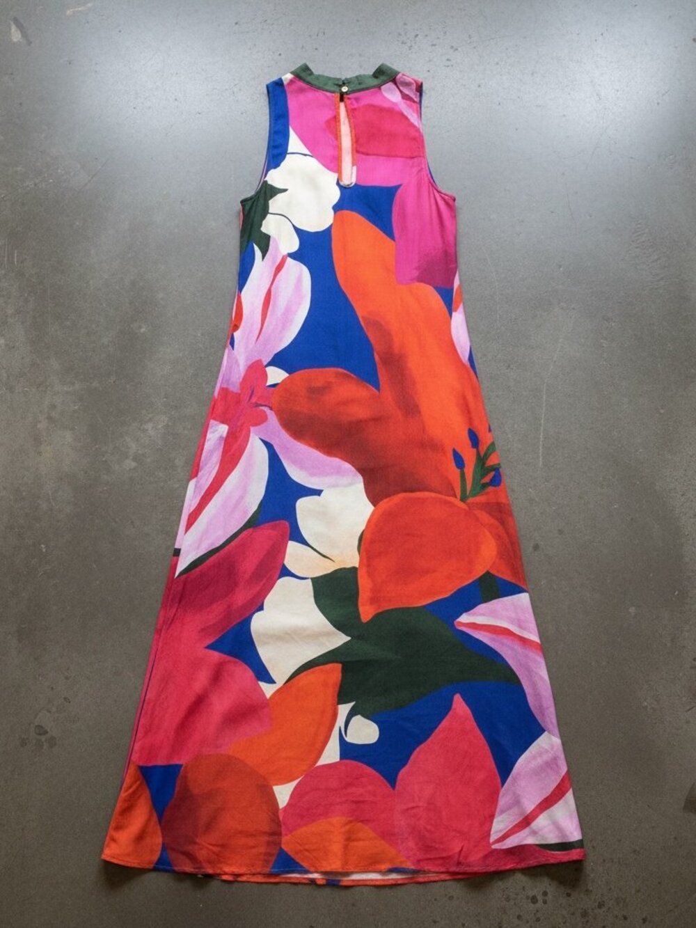 FARM Rio Maxi Halter Sleeveless Dress Anthropologie Red/Blue Abstract Floral XL - Picture 5 of 7